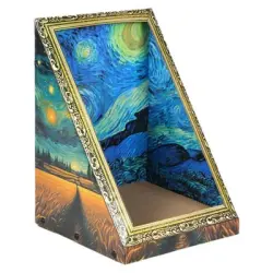 UAMLY Casa para gatos con rascador y pintura al óleo de doble cara - Artículo 1
