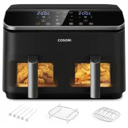 Cosori Dual Basket 8.5 Chef Edition Freidora de Aire sin Aceite con Doble Cesta 8.5L 1800W Negra