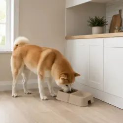 Leeby Comedero Doble Cuadrado Taupe para perros - 300 ml