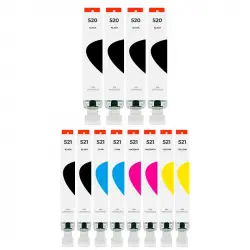 Pccom Essential Cartucho Tinta Compatible con Canon PGI520/CLI521 Negro/Cian/Magenta/Amarillo Pack 12