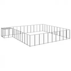 Perrera Exterior | Jaula Para Perro | Parque Para Mascotas Negra 31,46 M² Acero Cfw784002