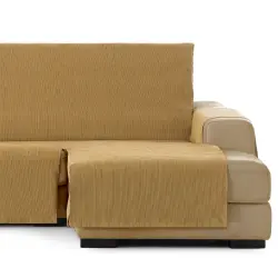 Vipalia Protector Funda Chaise Longue Lisa. Cubresofa Chenilla. Diseño Elite. Color Ocre. Chaise Corto Derecha