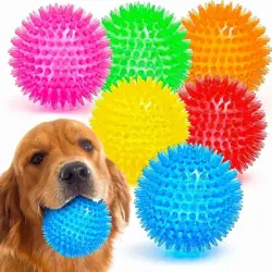 HausPets 6 pelotas chirriantes para perros – 9 cm con pinchos - 6 pelotas chirriantes