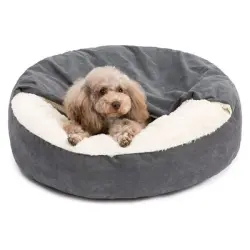 IntiMeg Cama redonda para perros y gatos, sensación acogedora y envolvente - Gris, talla S: 60*60 cm
