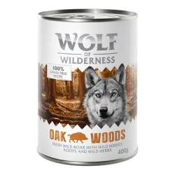 Wolf of Wilderness 6 x 400 g - Oak Woods, con jabalí