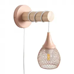 Efectoled Lámpara De Pared De Madera Y Metal Monah Rosa Pastel