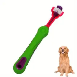 FurryFusion Cepillo de dientes para mascotas de tres cabezales - Verde