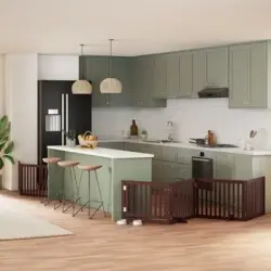 Puerta De Perros Plegable 8 Paneles Madera Álamo Marrón 640 Cm