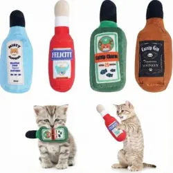 ZooVenture Botella de cerveza de juguete para gatos (4 piezas) - Juego de 4 piezas. Colores: Verde, Azul, Marrón, Rojo