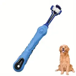 FurryFusion Cepillo de dientes para mascotas de tres cabezales - Azul