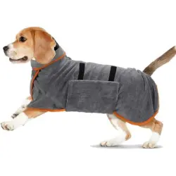 MCBOSON Bata de baño absorbente de microfibra para perros medianos - Una pieza