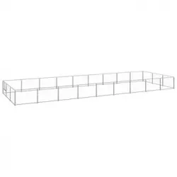 Perrera Exterior | Jaula Para Perro | Parque Para Mascotas Plateada 27 M² Acero Cfw784035