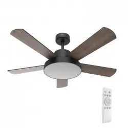 Universal Blue Levante 4048B Ventilador de Techo con Luz LED y Mando Aspas Reversibles 60W Negro/Madera