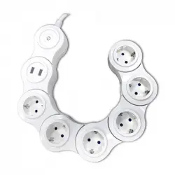 Eurobric Regleta Flexible 6 Tomas Schuko + 2 USB