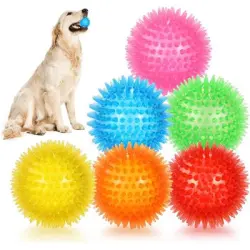 HausPets Juego 6 pelotas chirriantes 6,5 cm – textura puntiaguda – - Lote de 6 bolas