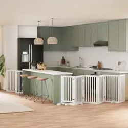 Puerta De Perros Plegable 15 Paneles Madera Álamo Blanca 750 Cm