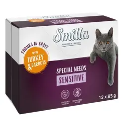 Smilla Bocaditos con verduras 48 x 85 g en oferta: 40 + 8 ¡gratis! - Adult Sensitive con pavo y zanahorias