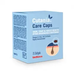 Vetnova Cutania Care Caps Suplemento Dermatológico en Cápsulas Para Perros y Gatos, 75 u.