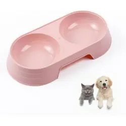 ZooVenture Comedero rosa de doble compartimento para gatos/perros - Color: Rosa