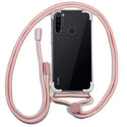 Cool Funda Transparente con Cordón Rosa para Xiaomi Redmi Note 8 / Note 8 2021