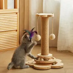 FurryFusion Árbol rascador de madera 4 en 1 para gatos - 1 pieza