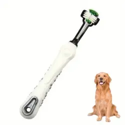 FurryFusion Cepillo de dientes para mascotas de tres cabezales - Blanco