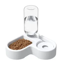 IntiMeg Dispensador de comida y agua para gatos 2 en 1 - Una pieza