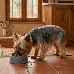 Leeby Comedero Antivoracidad Azul con Relieve de Huella para perros - 800 ml