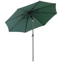 Outsunny Sombrilla de Jardín Ø295x250 cm con Manivela Parasol Exterior con Mecanismo de Inclinación y Poste Desmontable de Metal para Terraza Piscina Patio Verde