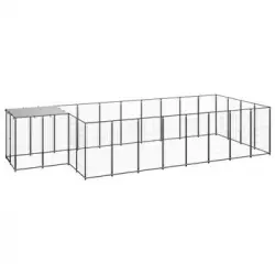 Perrera Exterior | Jaula Para Perro | Parque Para Mascotas Negra 10,89 M² Acero Cfw783989