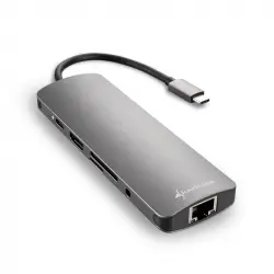 Sharkoon Adaptador USB-C a HDMI/USB 3.2/RJ45 Gris