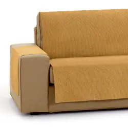 Vipalia Protector Funda Sofa. Cubresofa. Chenilla Lisa. Diseño Elite. Color Ocre. 4 Plazas