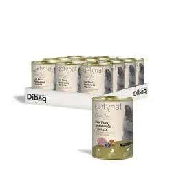 Dibaq Gatynat Lata Grain Free Pavo, Arándanos y Batata para gatos - 12 Latas x 400 g