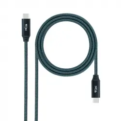 Nanocable Cable USB 3.2 Gen2x2 20Gbps 5A/100W 4K/60Hz USB-C Macho/Macho 50cm Verde Azulado/Negro