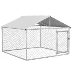 Perrera Exterior De Acero 200x200x150 Cm-pawhut. Plata