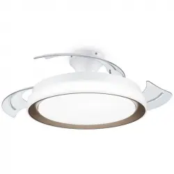 Philips Luz LED y Ventilador de Techo Retráctil Blanco/Dorado con Aspas Transparentes