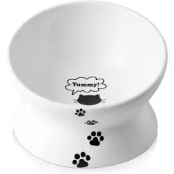 UAMLY Cuenco de cerámica inclinado para gatos - Blanco
