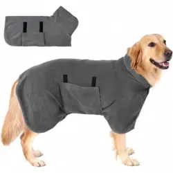 ZooVenture Bata de baño gris de microfibra para perros, talla variable - S
