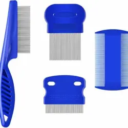 ZooVenture Juego de 4 peines de aseo - ABS, acero inoxidable, ergonómico - Azul