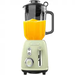 Cecotec Power Black Titanium RetroGreen Batidora de Vaso Retro 4 Cuchillas 1.5L 1200W Verde