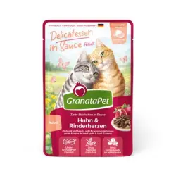 GranataPet Delicatessen en salsa 12 x 100 g - Pollo y corazones de res