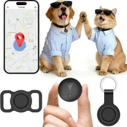 MCBOSON Collar GPS gatos/perros: Localización tiempo real, suscripción agua - negro
