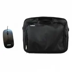 Nilox Essential 2 Kit Maletín para Portátil hasta 15.6" Negro + Ratón Óptico USB Negro