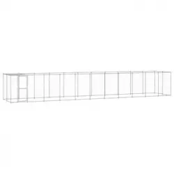 Perrera De Exterior | Jaula Para Perro | Parque Para Mascotas De Acero Galvanizado Con Techo 26,62 M² Cfw783980