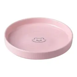 UAMLY Comedero redondo para gatos, ancho y poco profundo - rosa