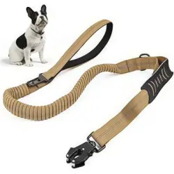 ZooVenture Correa táctica para perros - Elástica, con lazo tipo rana - Caqui