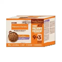 1.02 KG 12 sobres x 85 g Nature’s Variety Bocaditos de Pollo o Pavo Sobre en Salsa para gatos adultos