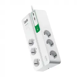 APC Essential SurgeArrest Protección contra Sobretensiones 6 Tomas 230V 2 Puertos USB Blanco