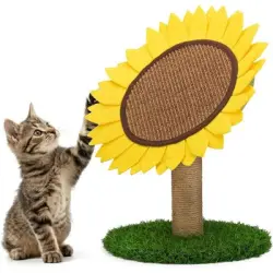 HausPets Rascador con forma de girasol de 50 cm con nicho, amarillo - Una pieza