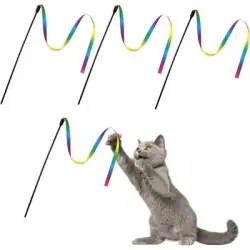 Pawffee Varita para gatos con cintas de colores, jugar y hacer ejercicio - 1 pieza